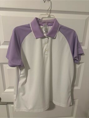 Ladies Lavender and White Short-Sleeve Polo Golf Shirt